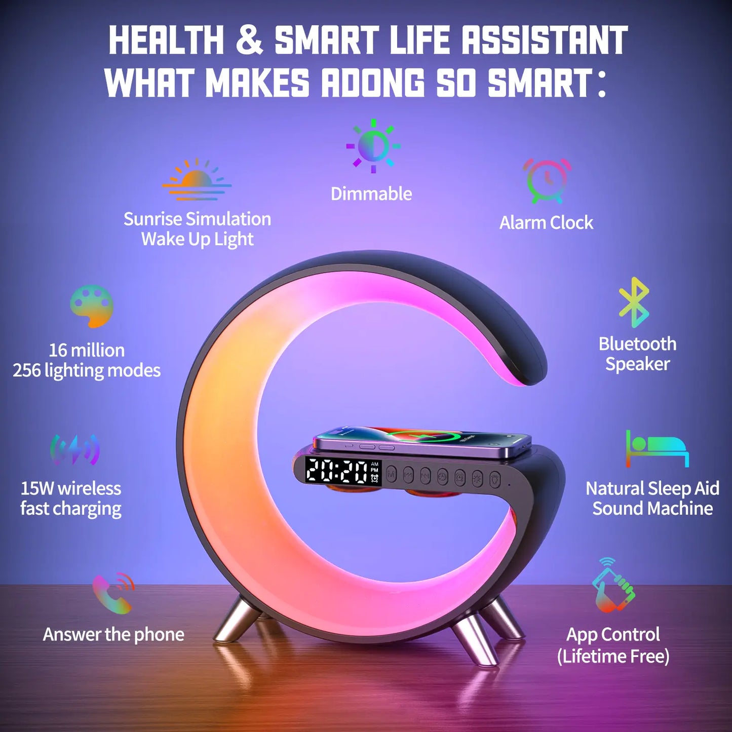 Color Arc - Wireless Charger and Alarm Clock